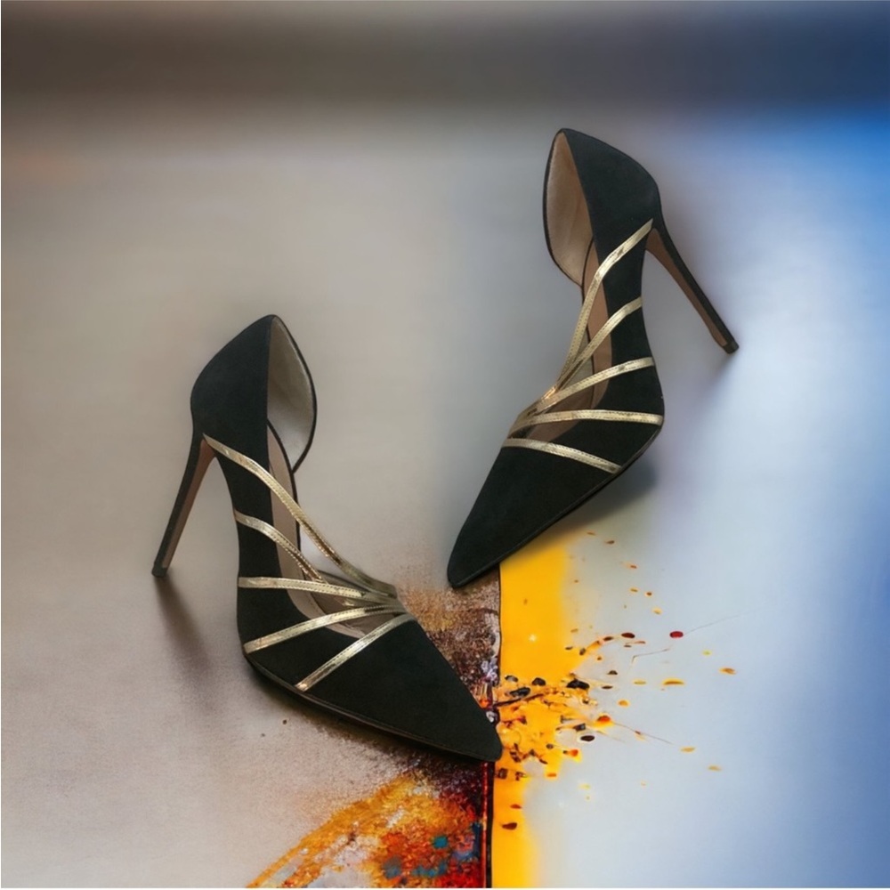 NIB Aquazzura Minou Metallic Suede Pump Heels Size 39.5 $795.00 - Picture 3 of 6